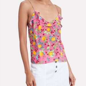SALONI NWT Women's Ani Printed 100% Silk Camisole Top Pink Lemons Size 0